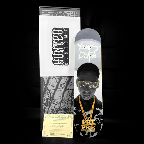 YOUNG DOLPH HAND-PAINTED SKATEBOARD DECK (commissioned).