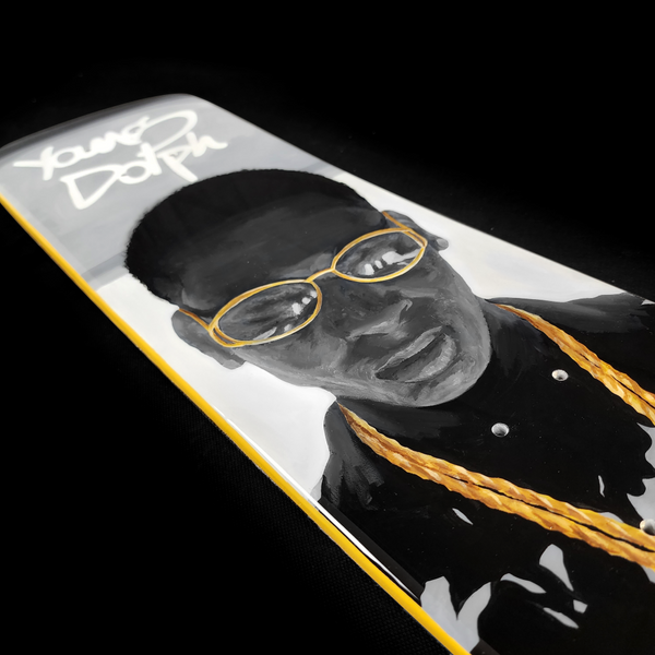 YOUNG DOLPH HAND-PAINTED SKATEBOARD DECK (commissioned).