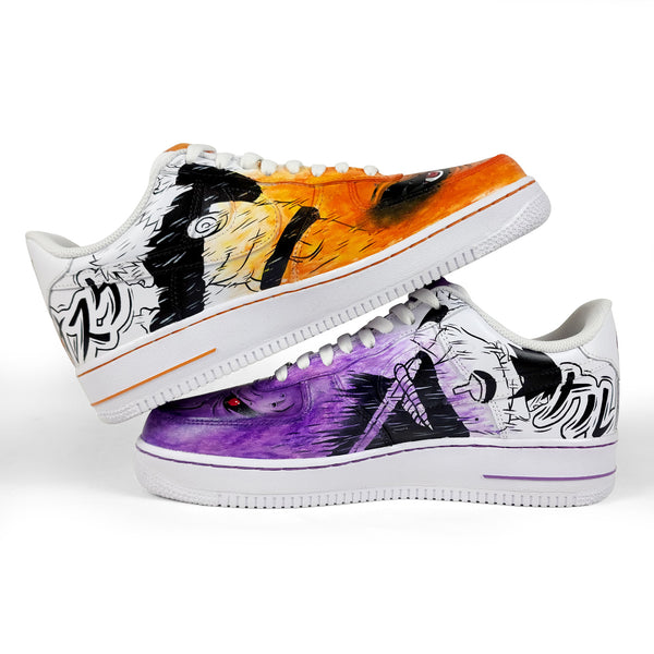 NARUTO X SASUKE HAND-PAINTED SHOES (commissioned).