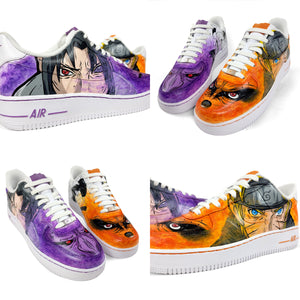 NARUTO X SASUKE HAND-PAINTED SHOES (commissioned).