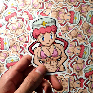 CHIBI NURSE DELIGHT BODYBUILDER STICKER