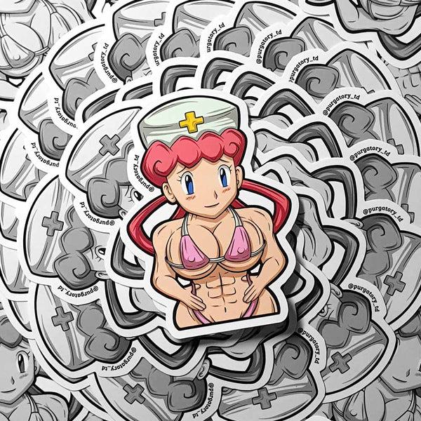 CHIBI NURSE DELIGHT BODYBUILDER STICKER