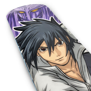 SASUKE UCHIHA HAND-PAINTED SKATEBOARD DECK (commissioned).