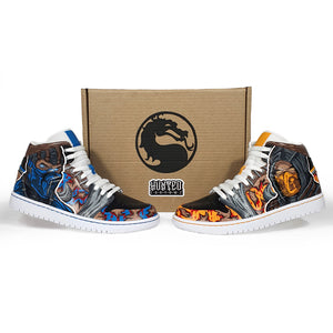 SCORPION X SUB ZERO HAND-PAINTED SHOES.