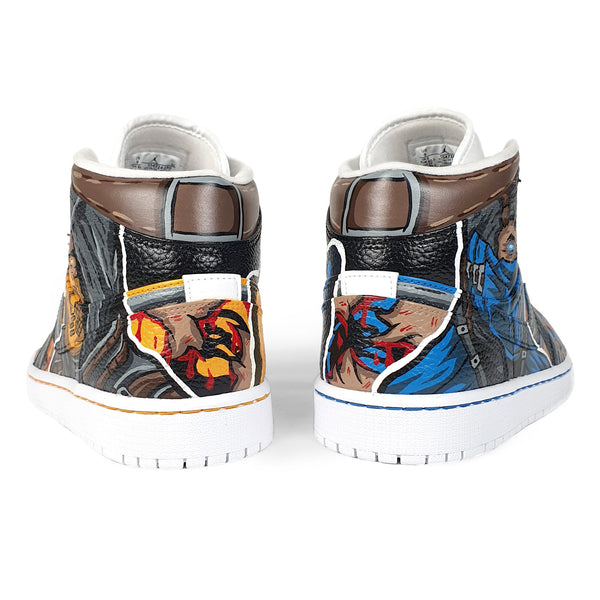 SCORPION X SUB ZERO HAND-PAINTED SHOES.