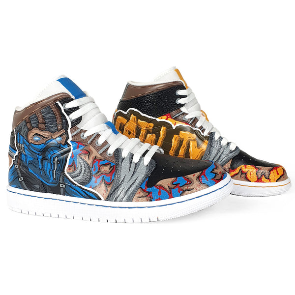 SCORPION X SUB ZERO HAND-PAINTED SHOES.