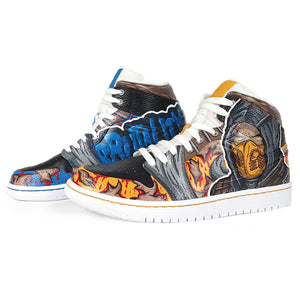 SCORPION X SUB ZERO HAND-PAINTED SHOES.