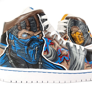 SCORPION X SUB ZERO HAND-PAINTED SHOES.