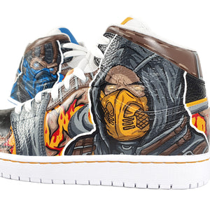 SCORPION X SUB ZERO HAND-PAINTED SHOES.