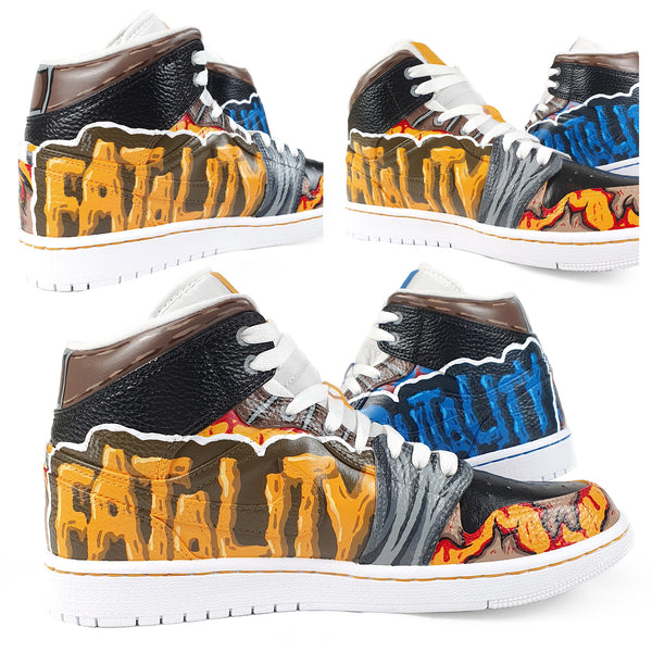 SCORPION X SUB ZERO HAND-PAINTED SHOES.